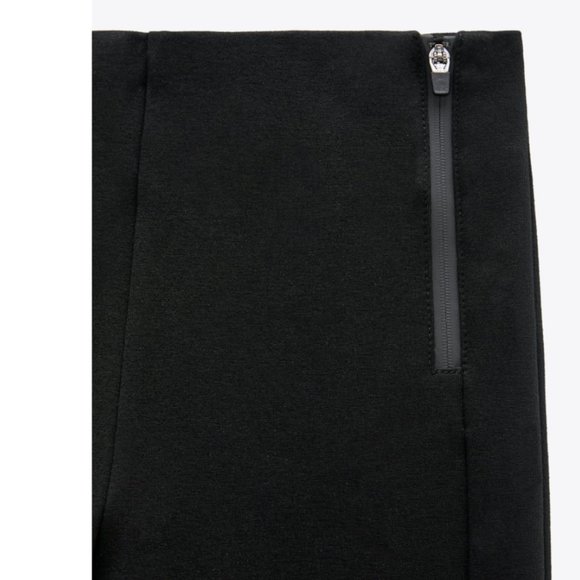ZARA STRETCH BLACK ZIPPERED MID-RISE LEGGING PANT TROUSERS - Picture 3 of 9